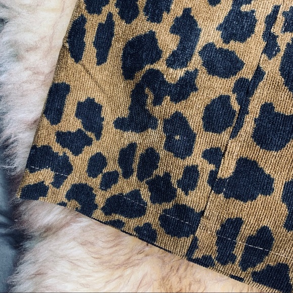 Eye of the Needle Leopard Print Corduroy Button Front Skirt size M - Picture 8 of 12